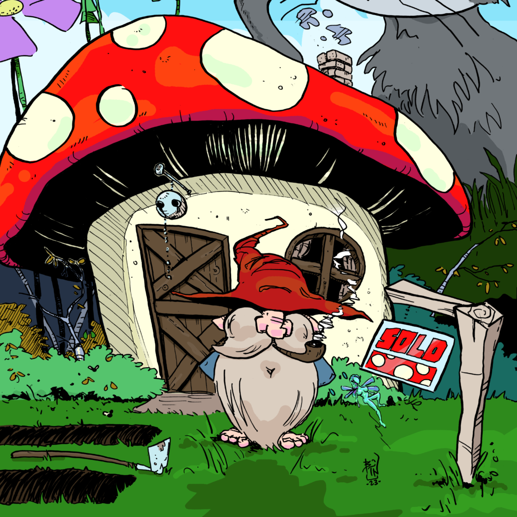 Toadstool Magazine Illustration by Bret Norwood - Gnome Mushroom